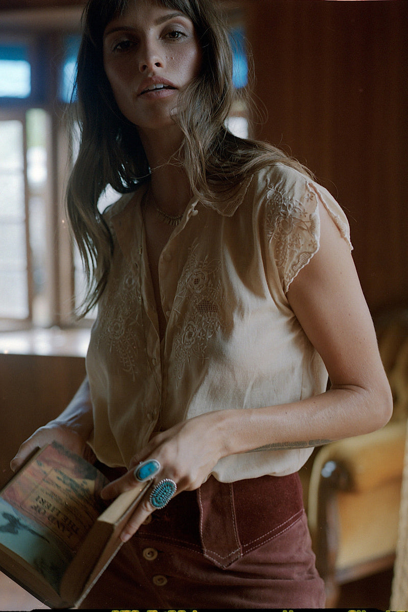 Shadows And Light Embroidered Blouse - Chasing Unicorns