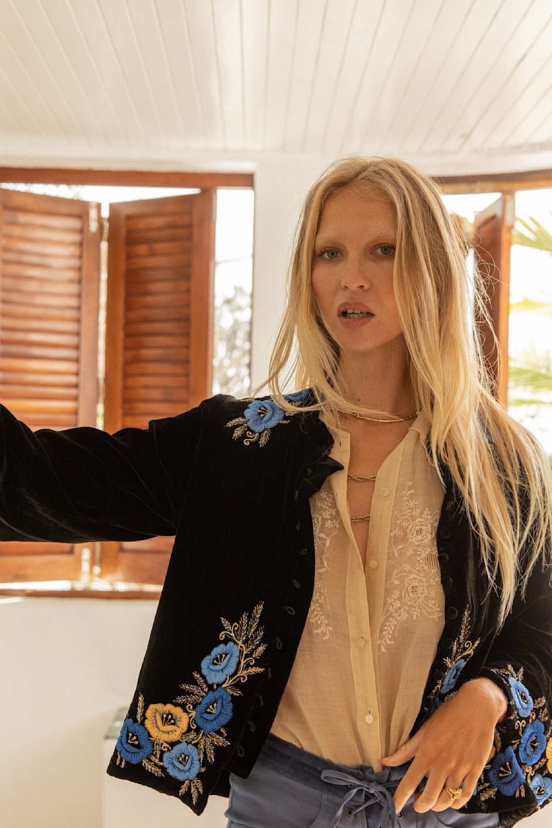 Shadows And Light Embroidered Blouse - Chasing Unicorns