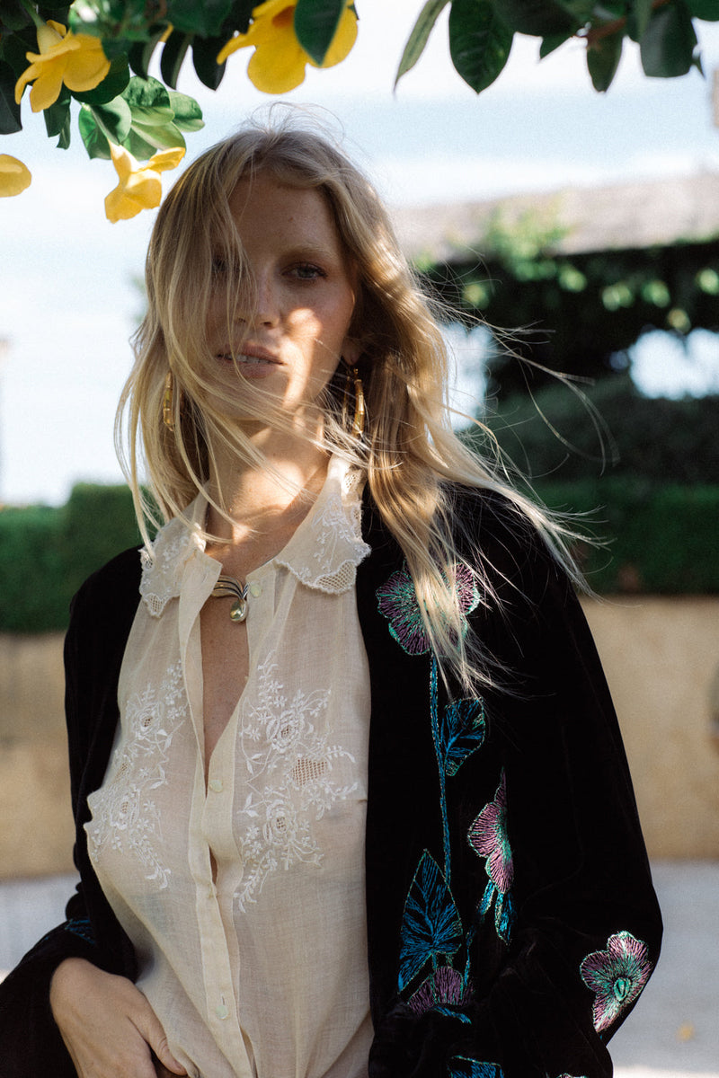 Shadows And Light Embroidered Blouse - Chasing Unicorns