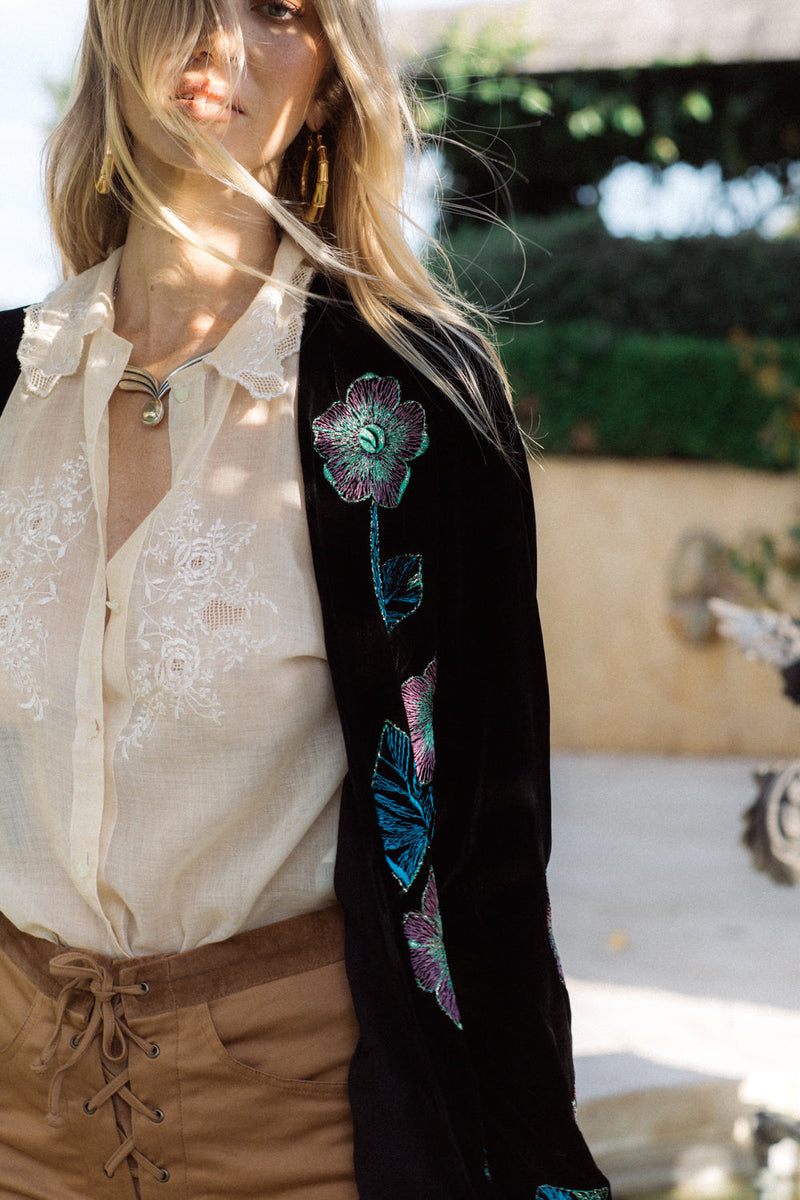 Shadows And Light Embroidered Blouse - Chasing Unicorns
