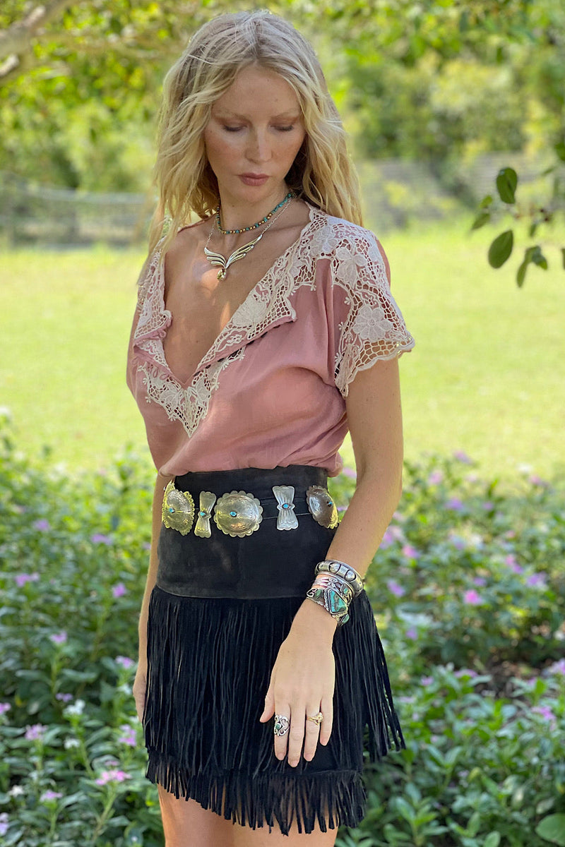 Shadows In The Moonlight Cutwork Embroidered Blouse - Dusty Rose - Chasing Unicorns