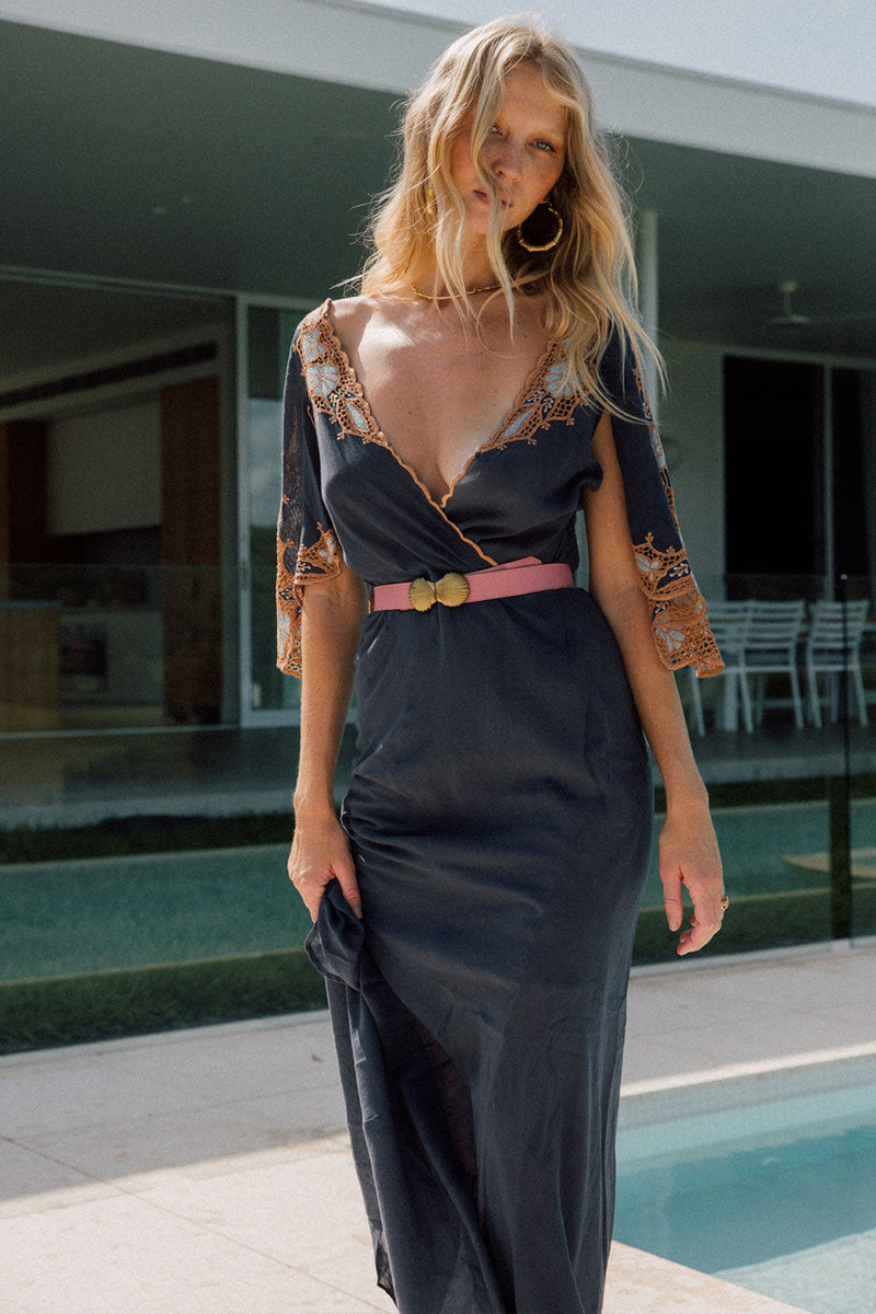 Shadows In The Moonlight Cutwork Maxi Dress - Chasing Unicorns