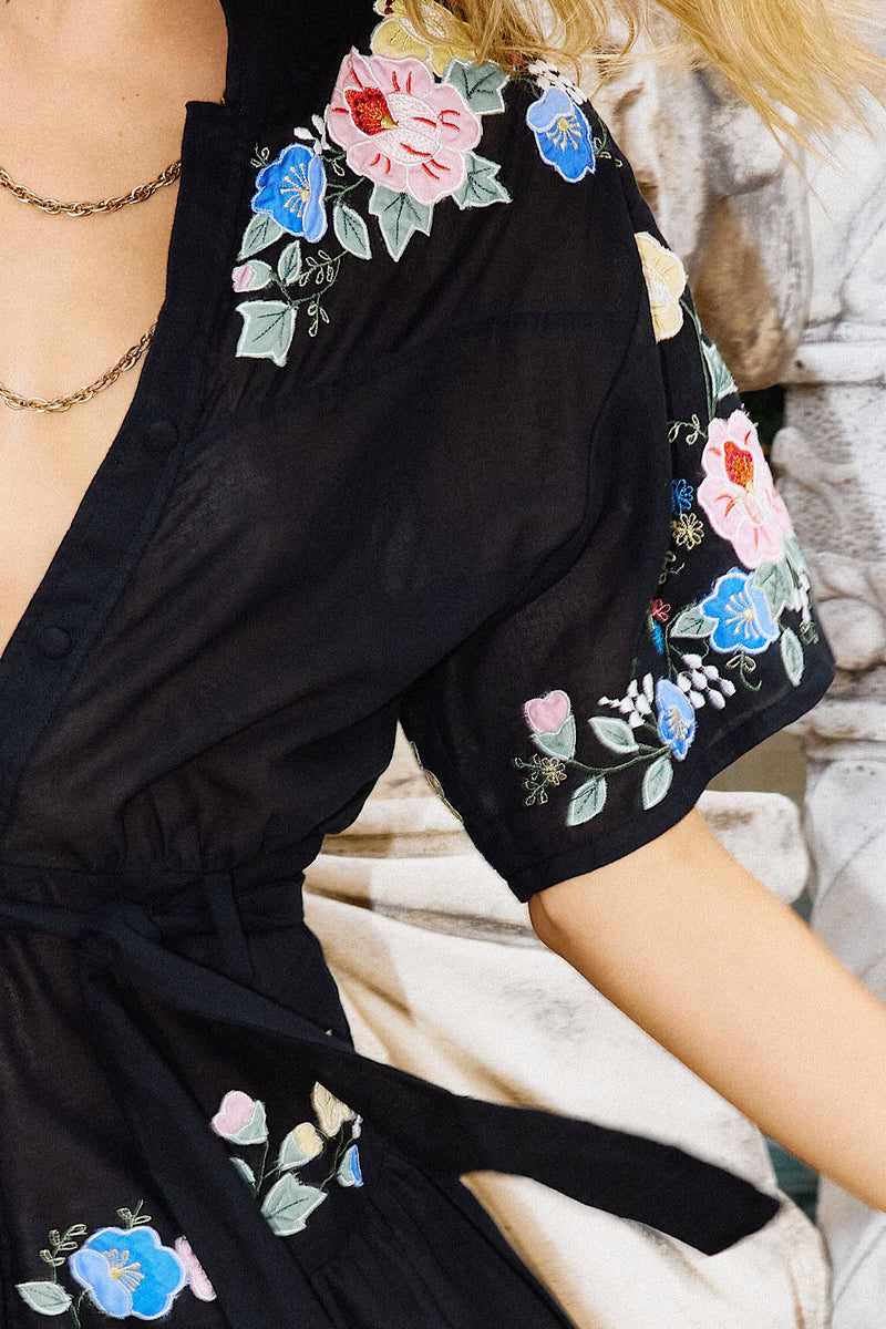 She Rides Wild Horses Appliqué Embroidered Mini Dress - Chasing Unicorns