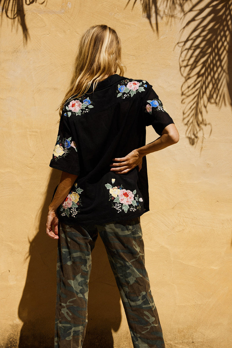 She Rides Wild Horses Cotton Appliqué Oversized shirt - Chasing Unicorns