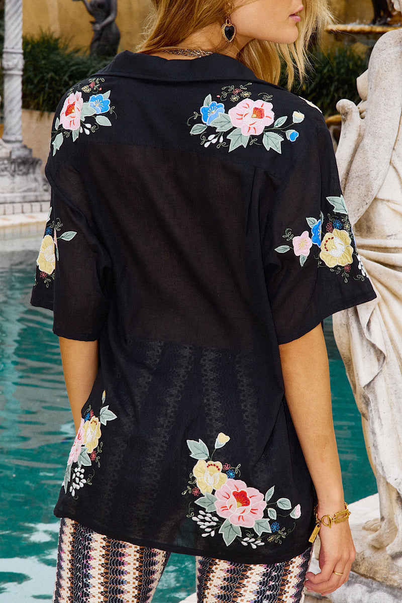 She Rides Wild Horses Cotton Appliqué Oversized shirt - Chasing Unicorns