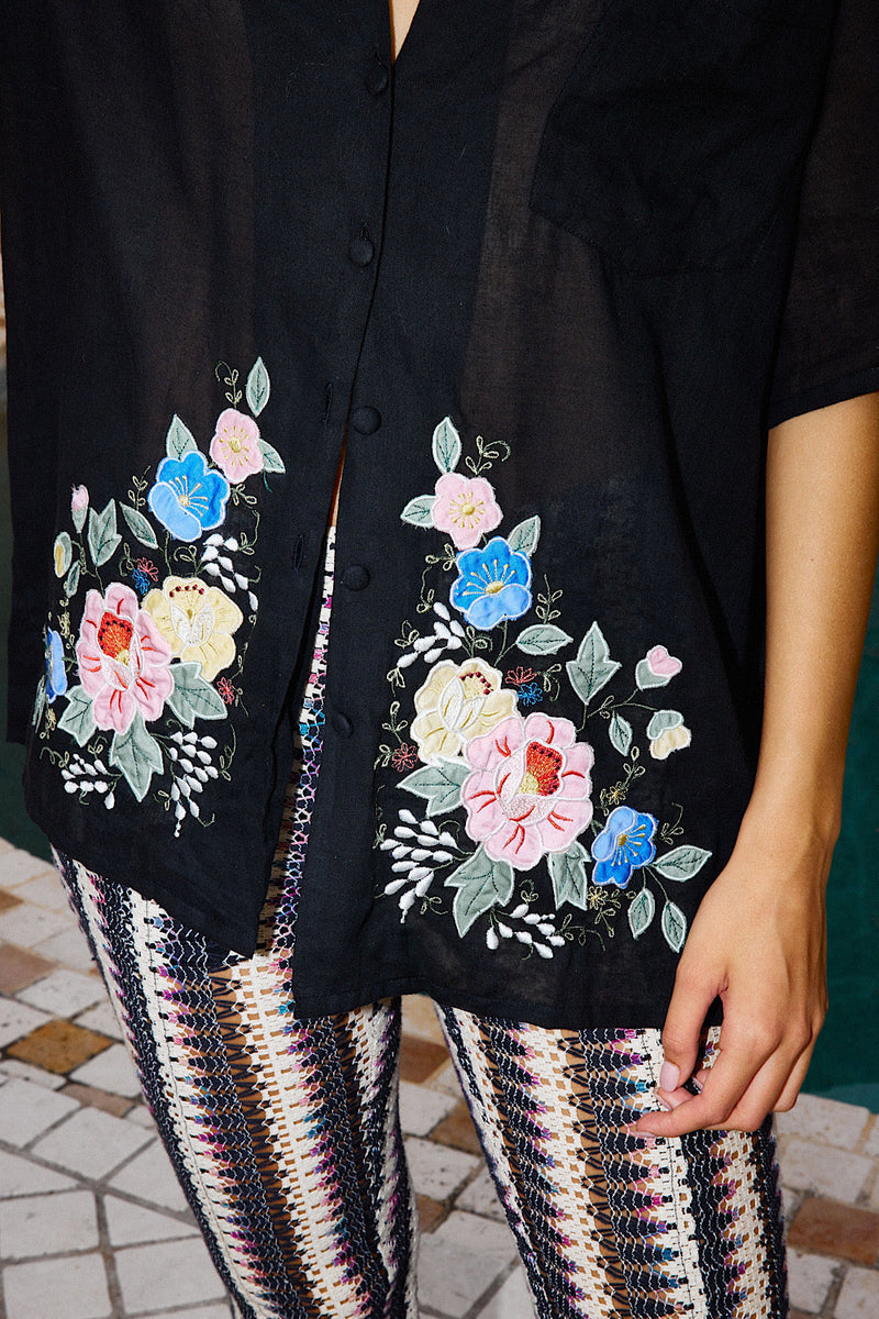She Rides Wild Horses Cotton Appliqué Oversized shirt - Chasing Unicorns