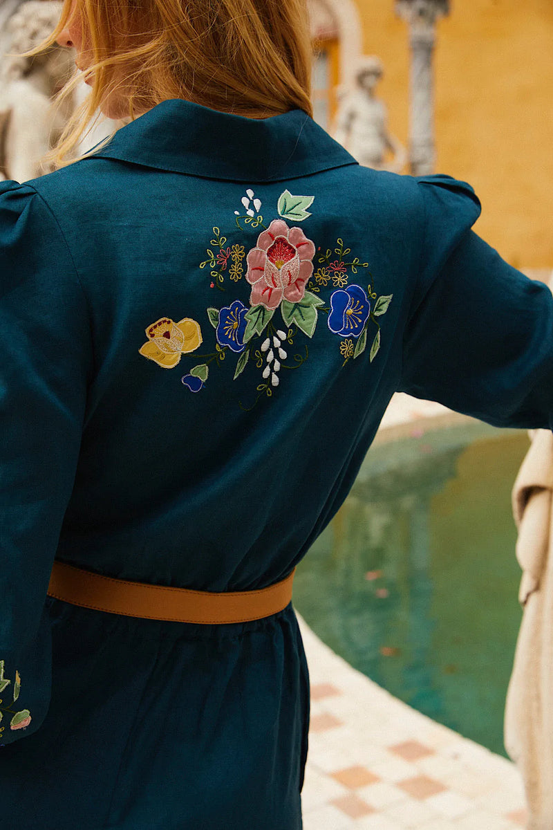 🧡 She Rides Wild Horses Linen Appliqué Jumpsuit - Chasing Unicorns