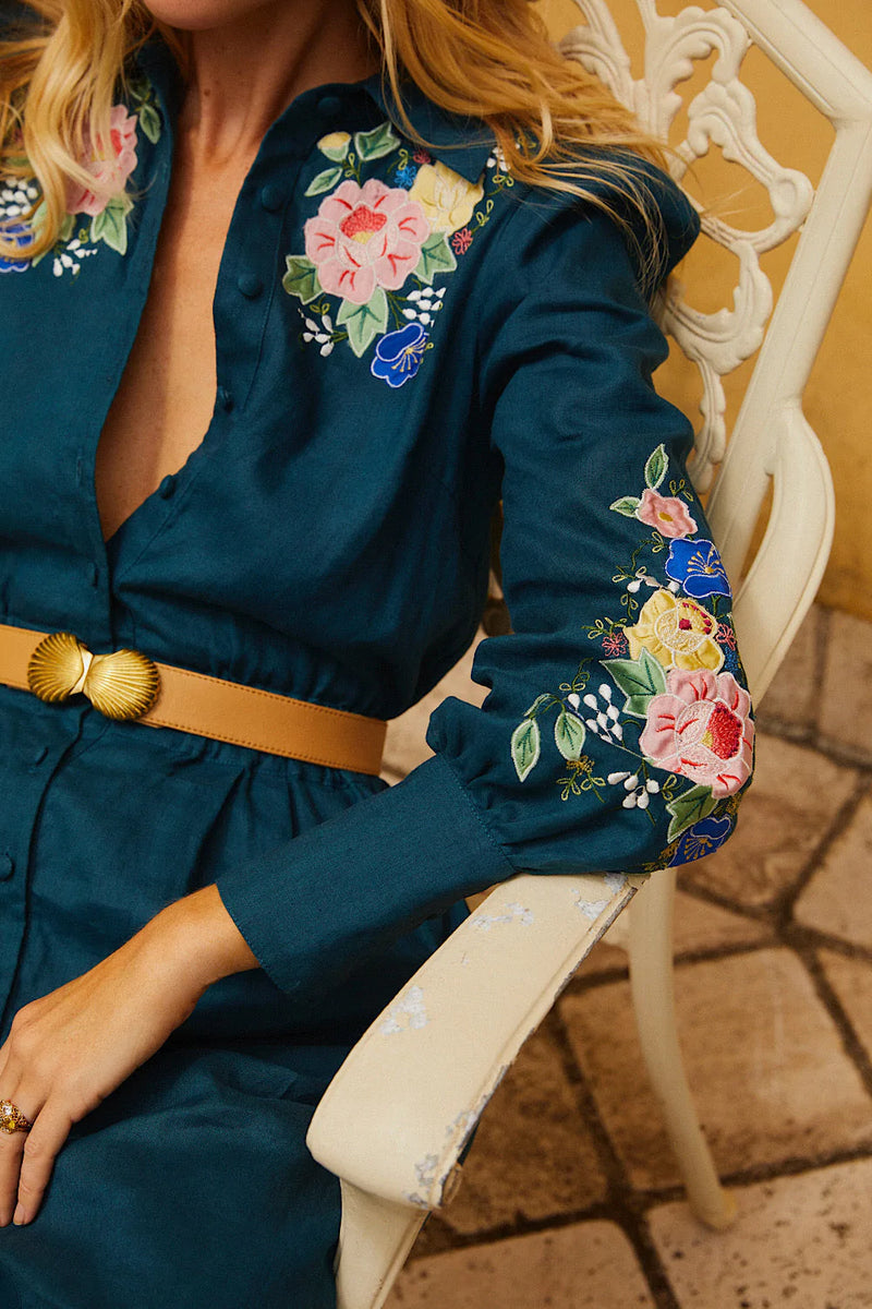 🧡 She Rides Wild Horses Linen Appliqué Jumpsuit - Chasing Unicorns
