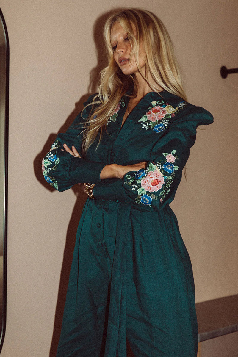 🧡 She Rides Wild Horses Linen Appliqué Jumpsuit - Chasing Unicorns
