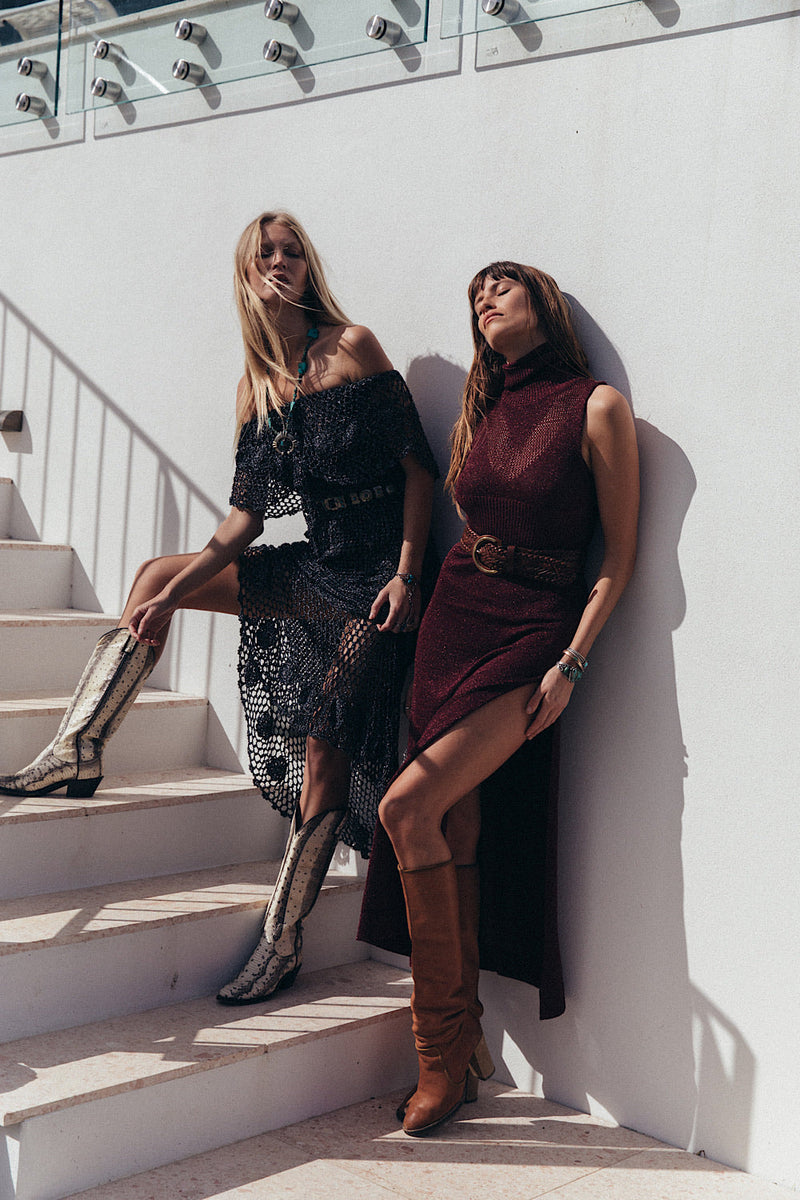 ⚡️Shooting Star Crochet Ruffle Maxi Dress - Starry Sky - Chasing Unicorns