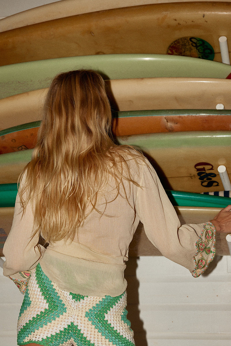 Simple Twist Of Fate Embroidered Gauze Tunic Blouse - - Chasing Unicorns