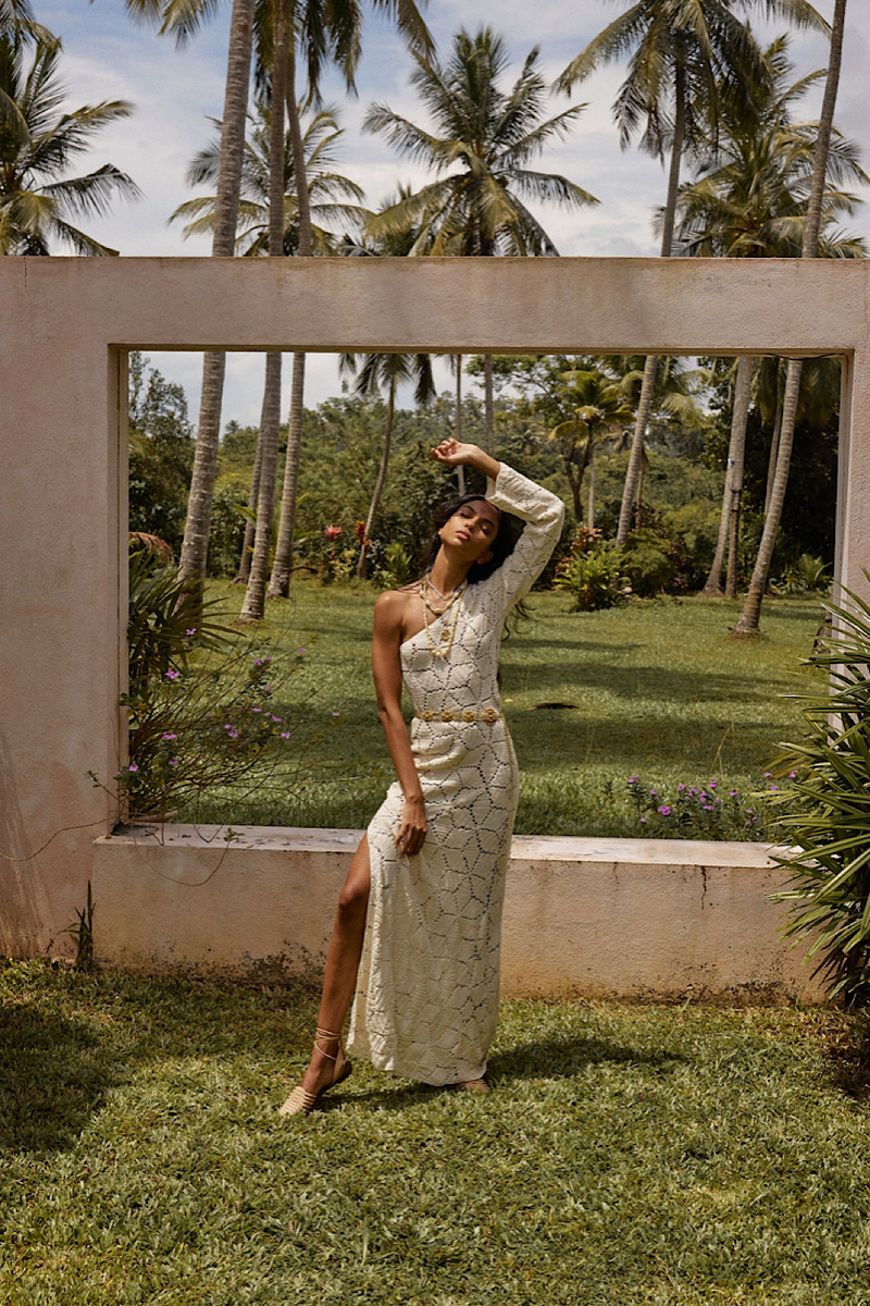 Sisters Of The Moon One Shoulder Crochet Maxi Dress - Chasing Unicorns