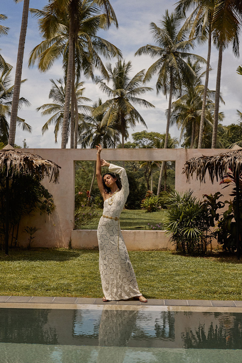 Sisters Of The Moon One Shoulder Crochet Maxi Dress - Chasing Unicorns