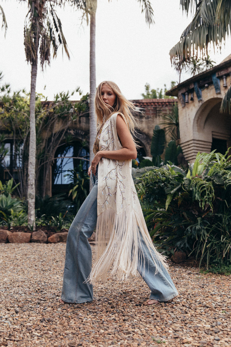Smoke On The Water Beaded + Fringe Vest - Chasing Unicorns