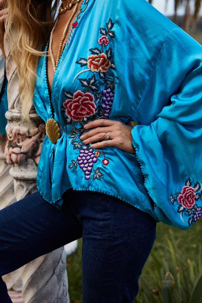 Someday Never Comes Silk Satin Embroidered Jacket - Chasing Unicorns