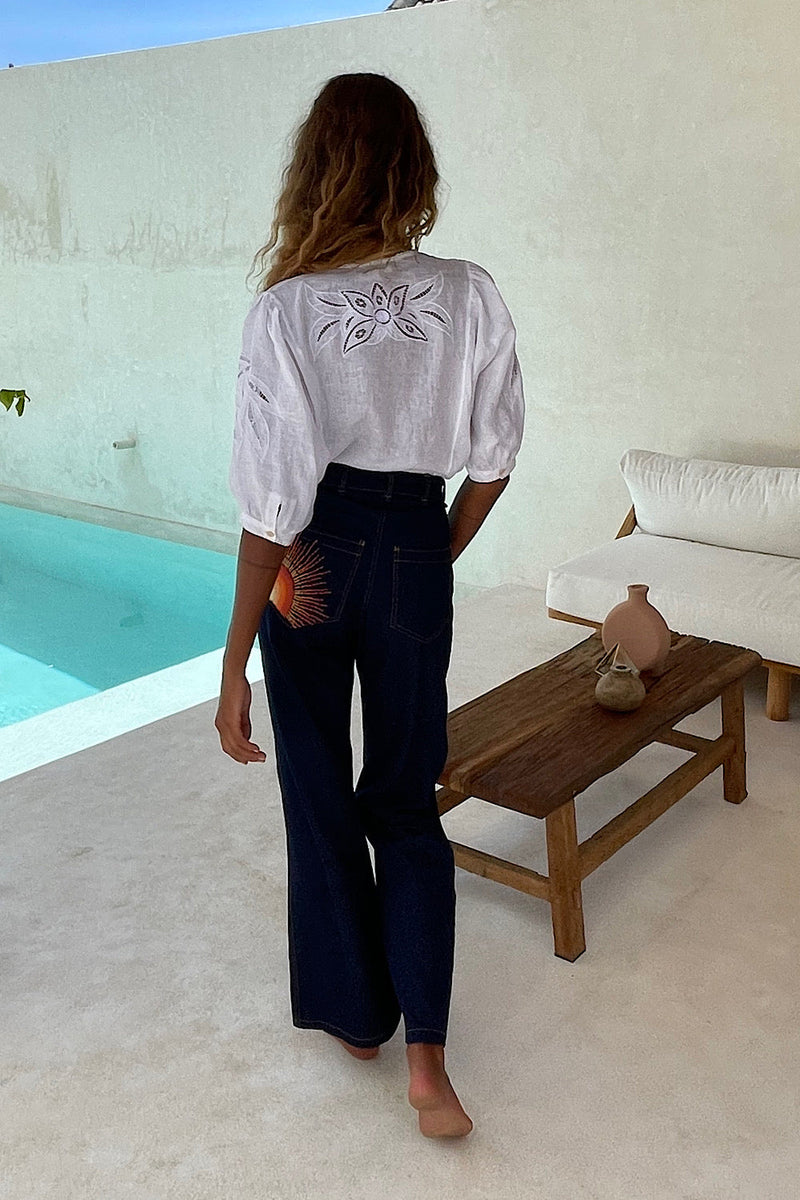 Someone Like You Linen Cutwork Blouse - Chasing Unicorns