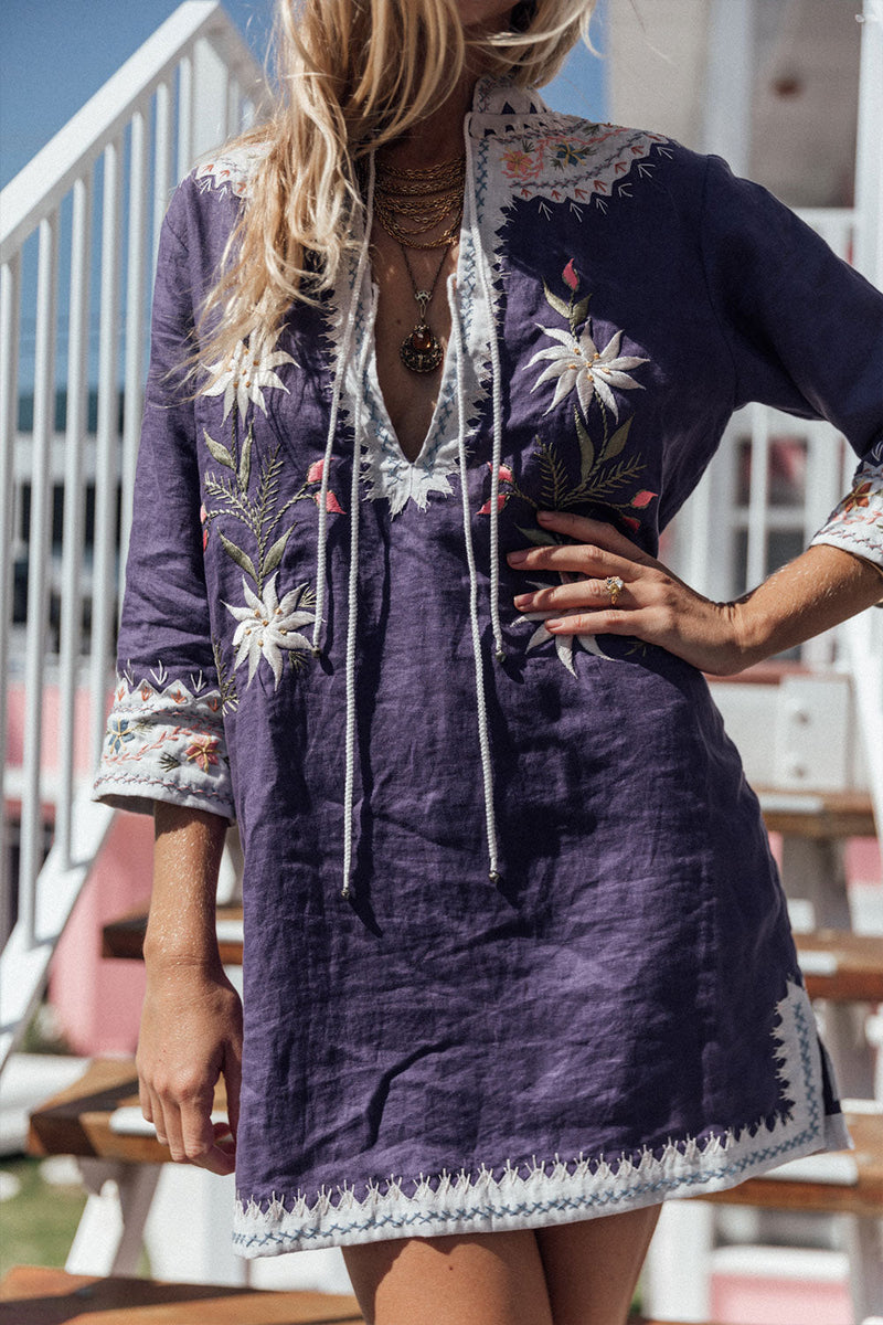 Southern Nights Linen Tunic Dress - Chasing Unicorns