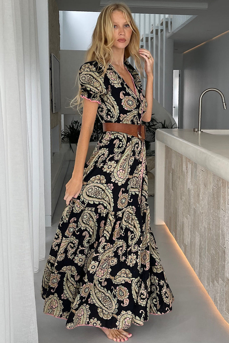 Spanish Moon Maxi Dress - Watercolour Paisley - Chasing Unicorns