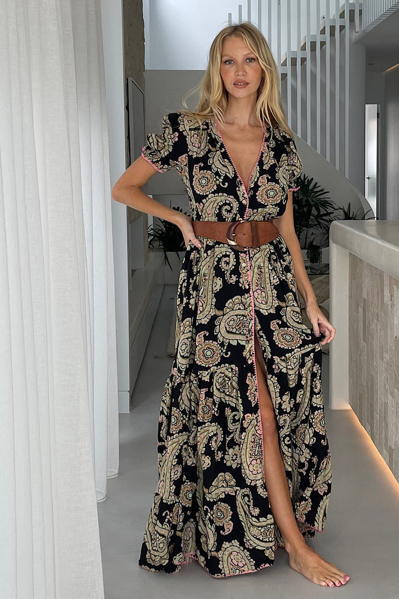 Spanish Moon Maxi Dress - Watercolour Paisley - Chasing Unicorns