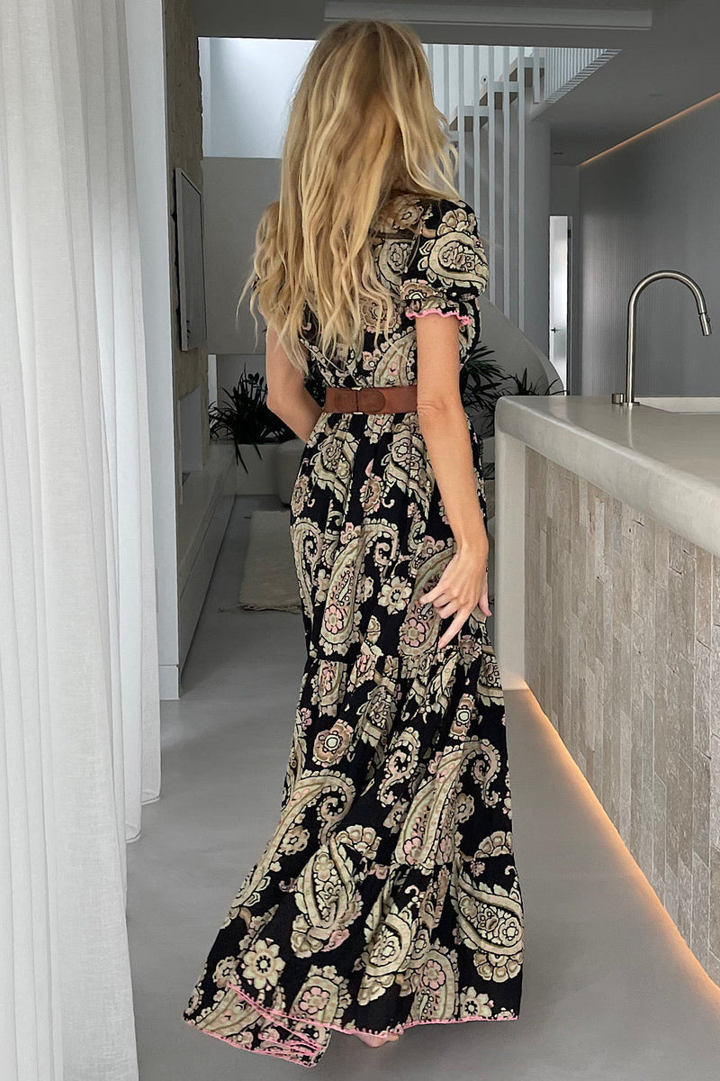 Spanish Moon Maxi Dress - Watercolour Paisley - Chasing Unicorns