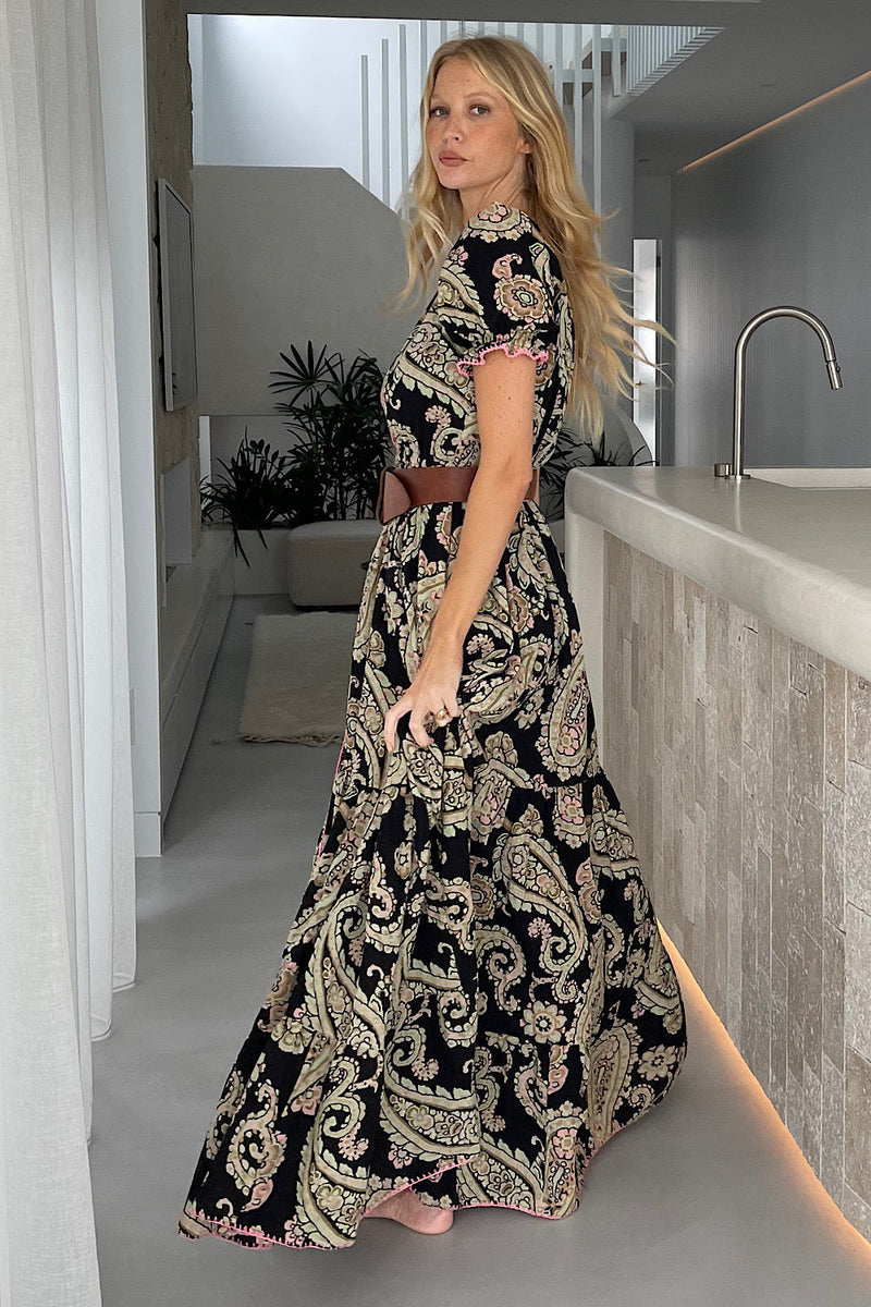 Spanish Moon Maxi Dress - Watercolour Paisley - Chasing Unicorns