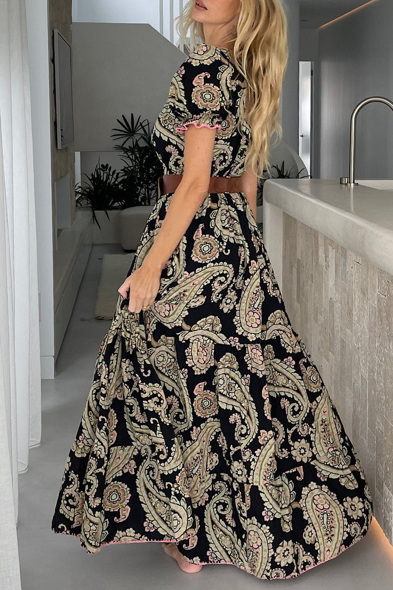 Spanish Moon Maxi Dress - Watercolour Paisley - Chasing Unicorns