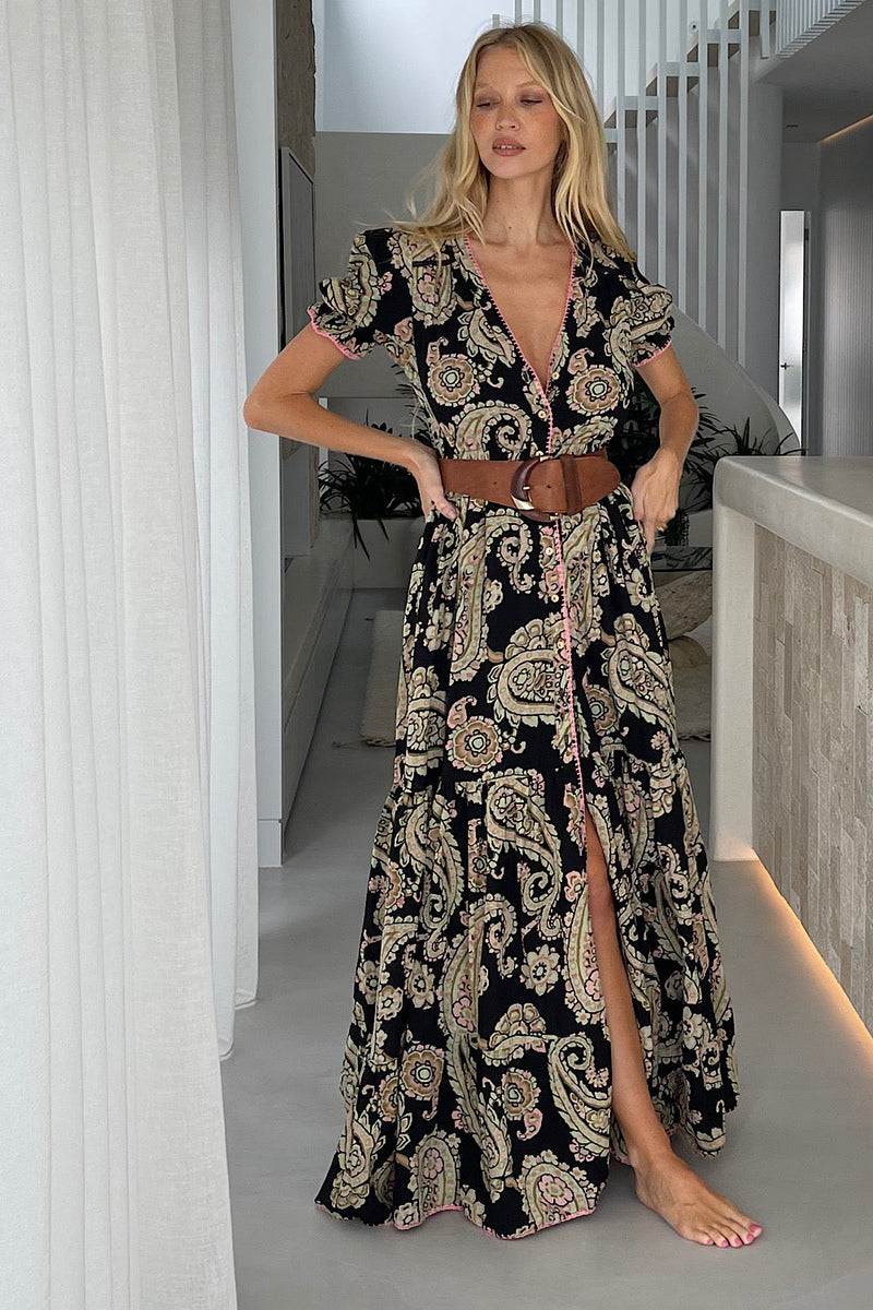 Spanish Moon Maxi Dress - Watercolour Paisley - Chasing Unicorns