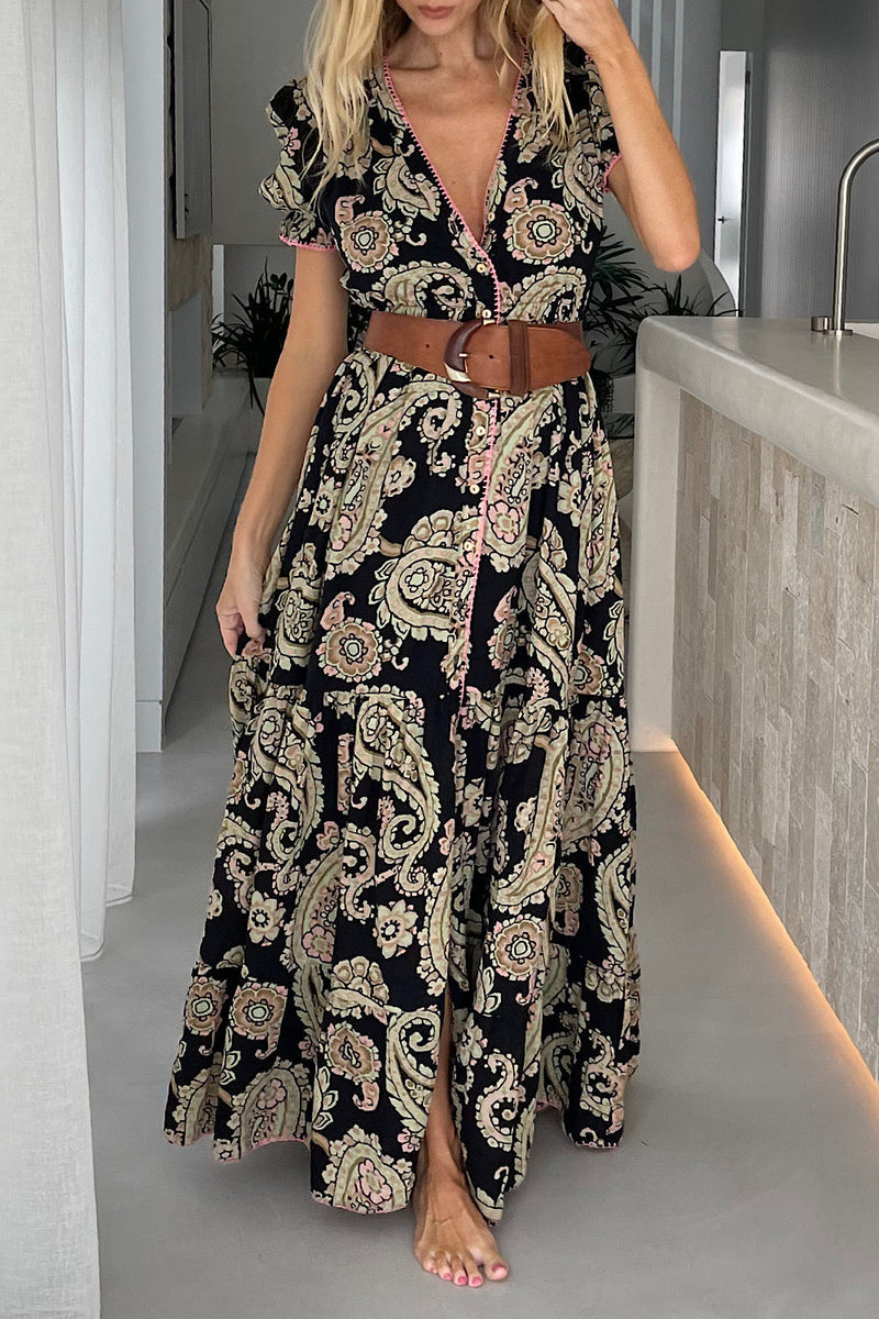 Spanish Moon Maxi Dress - Watercolour Paisley - Chasing Unicorns