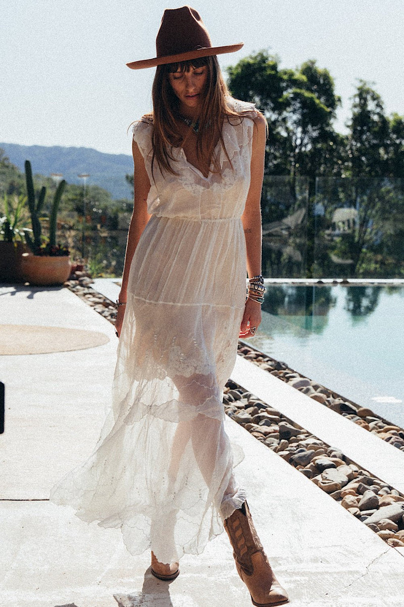 Spirit In The Sky Embroidered Maxi Dress - Chasing Unicorns