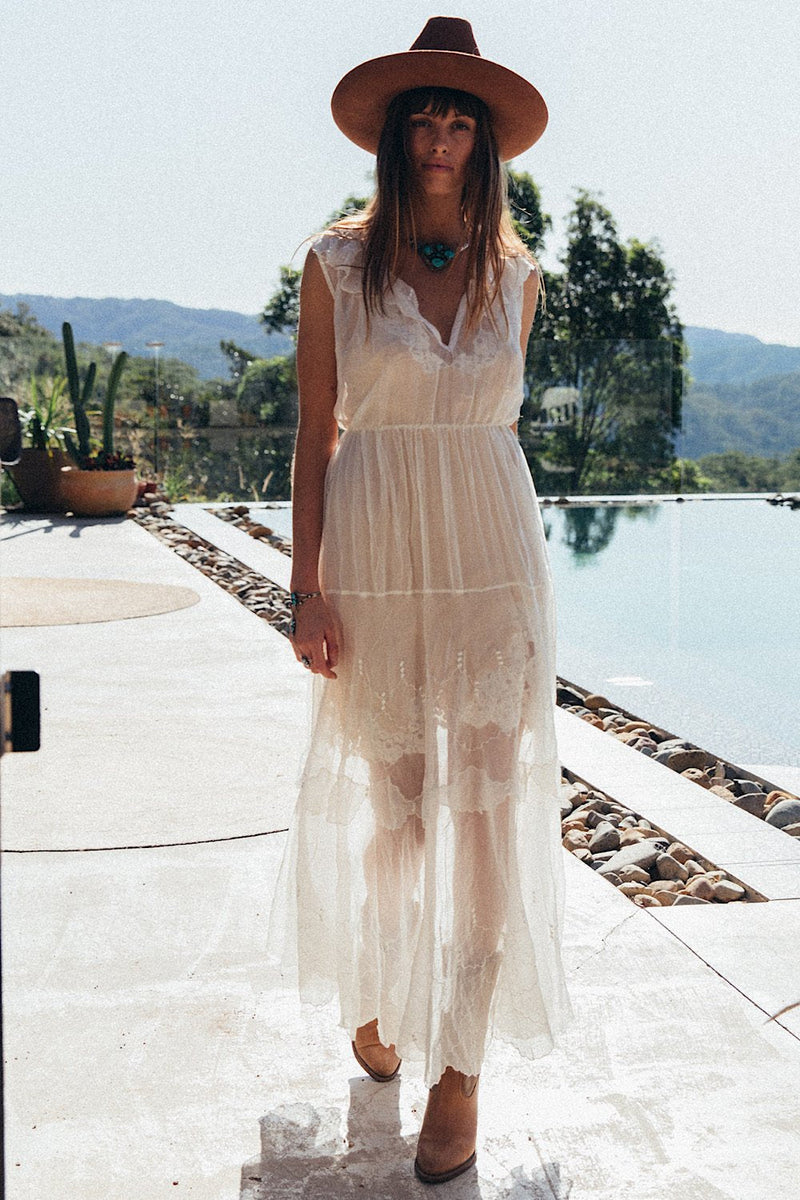 Spirit In The Sky Embroidered Maxi Dress - Chasing Unicorns