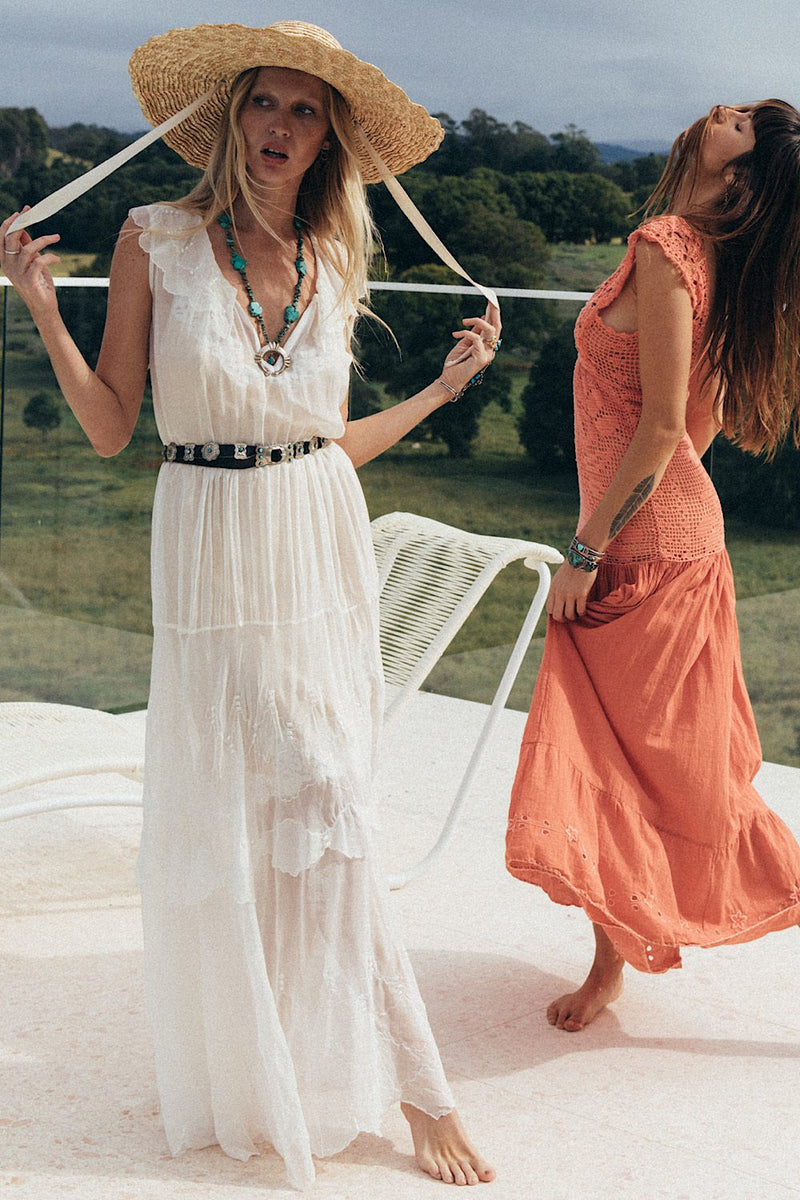 Spirit In The Sky Embroidered Maxi Dress - Chasing Unicorns