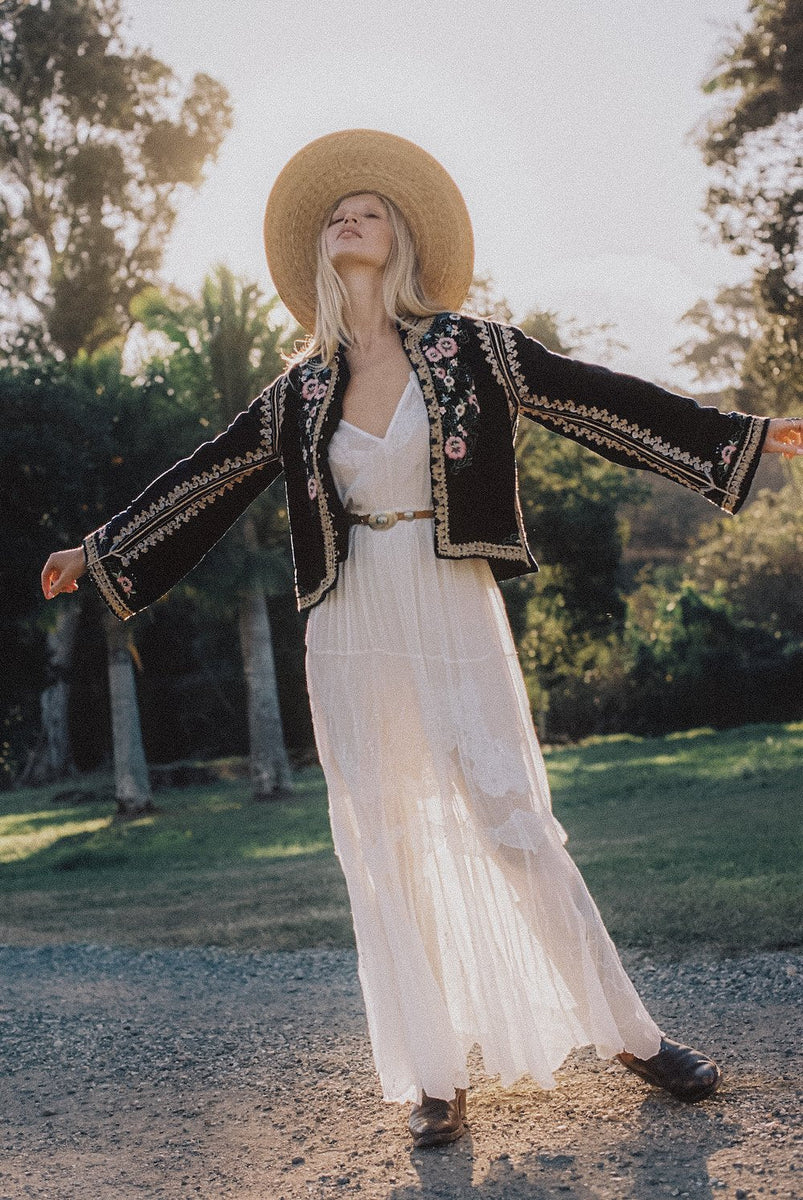 Spirit In The Sky Embroidered Maxi Dress - Chasing Unicorns