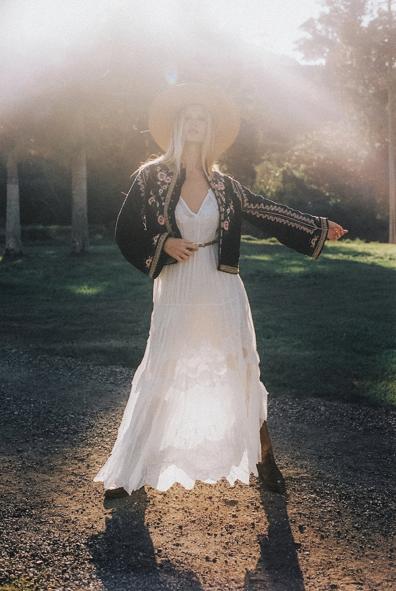 Spirit In The Sky Embroidered Maxi Dress - Chasing Unicorns