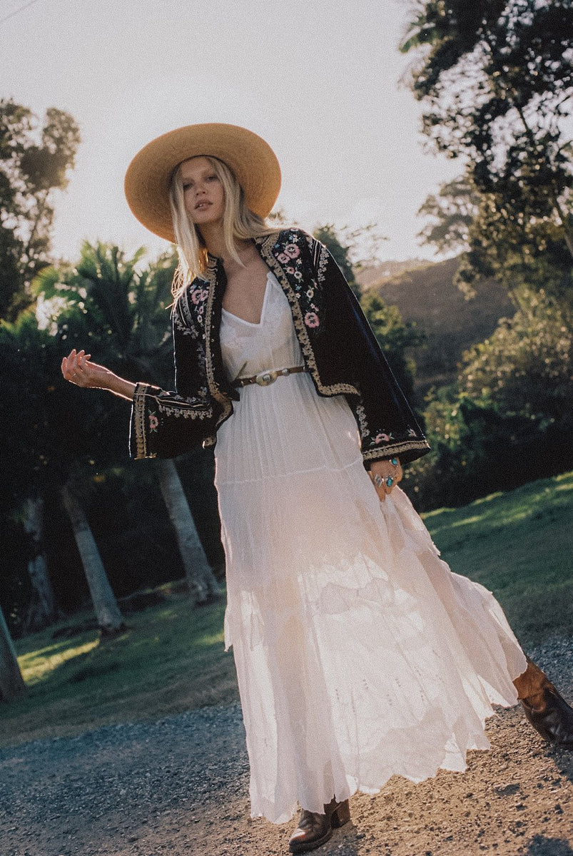 Spirit In The Sky Embroidered Maxi Dress - Chasing Unicorns