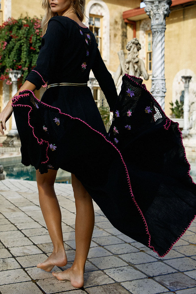 Streets Of Love Cutwork Embroidered Maxi Dress Sample - Black - Chasing Unicorns