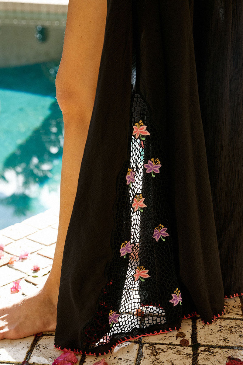 Streets Of Love Cutwork Embroidered Maxi Dress Sample - Black - Chasing Unicorns