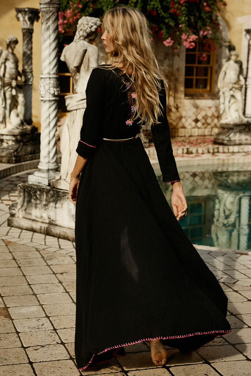 Streets Of Love Cutwork Embroidered Maxi Dress Sample - Black - Chasing Unicorns