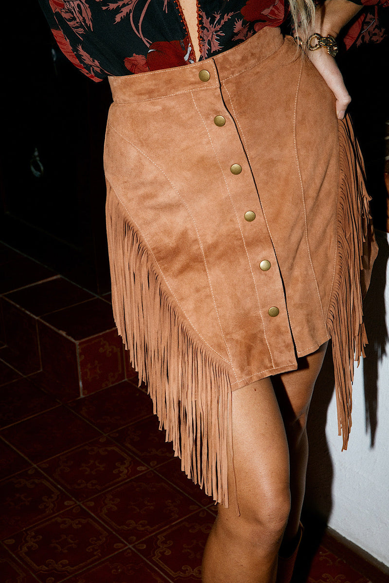 Summertime Suede Fringe Skirt - Chasing Unicorns