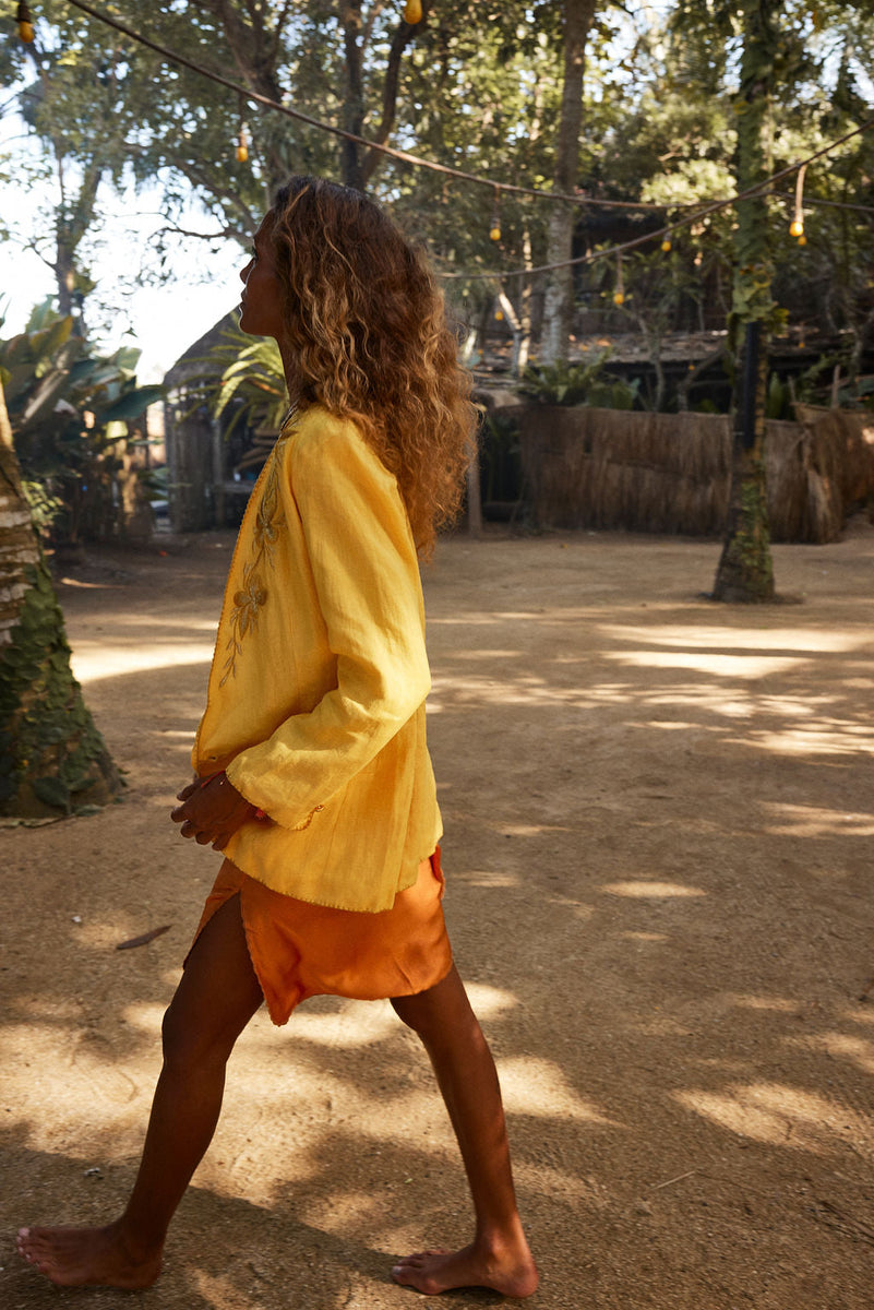 Sunshine On A Rainy Day Embroidered Blazer - sunshine - Chasing Unicorns