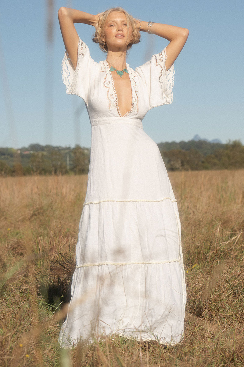 Sweet Home Alabama Cutwork Maxi Dress - white - Chasing Unicorns