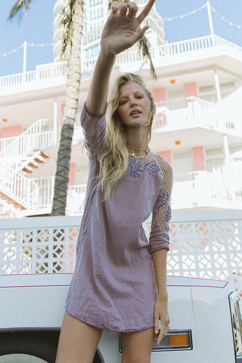 Tainted Love Cutwork Mini Dress - Lilac - Chasing Unicorns