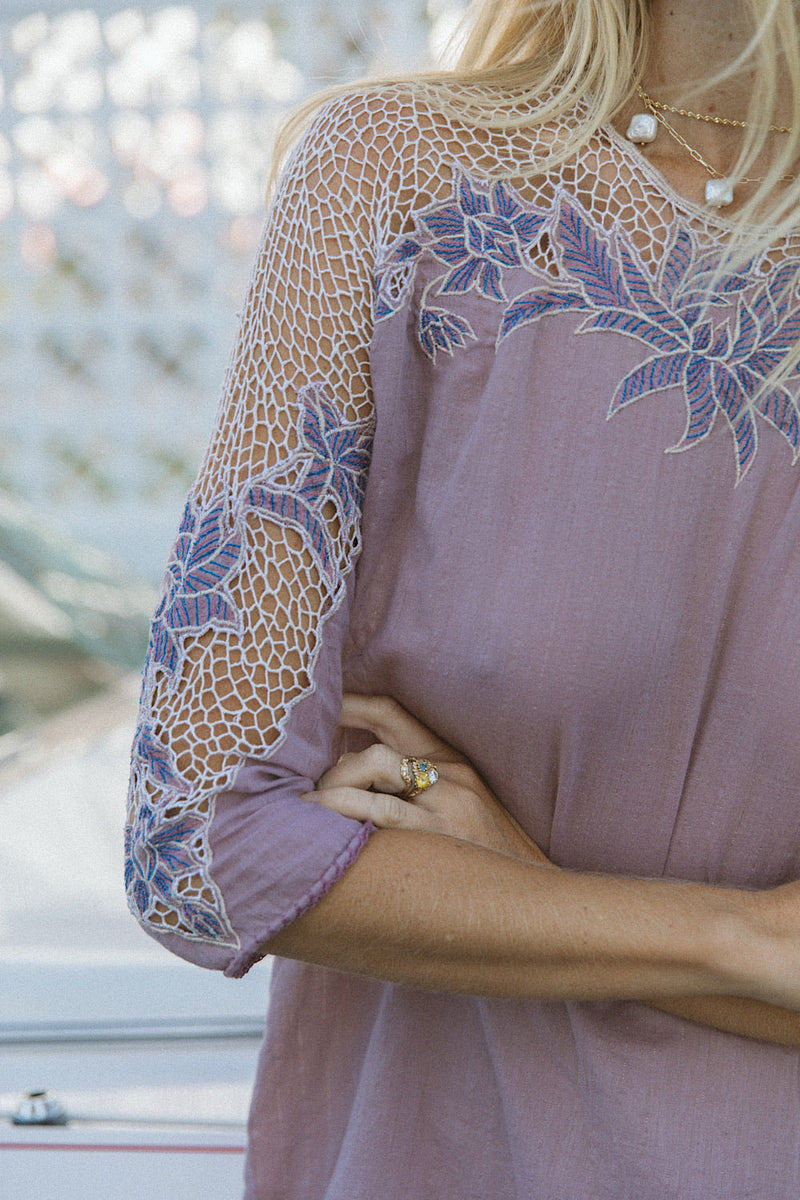 Tainted Love Cutwork Mini Dress - Lilac - Chasing Unicorns