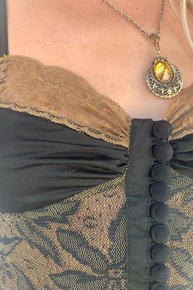 Take The Long Road Home Silk + Lace Slip Dress - Black - Chasing Unicorns