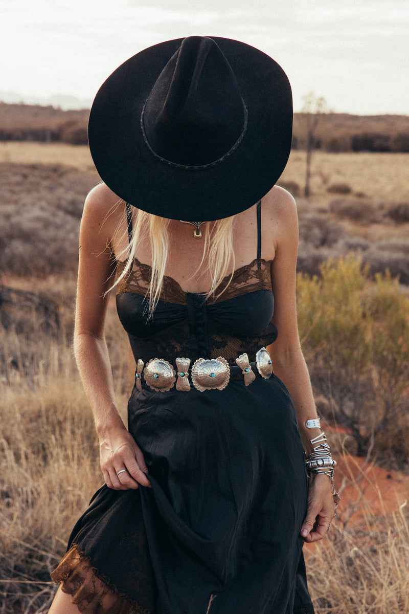 Take The Long Road Home Silk + Lace Slip Dress - Black - Chasing Unicorns