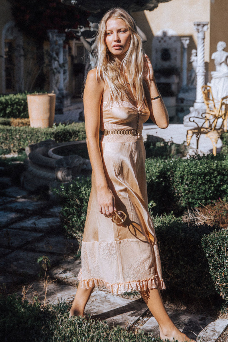 Take The Long Road Home Silk + Lace Slip Dress - Chasing Unicorns