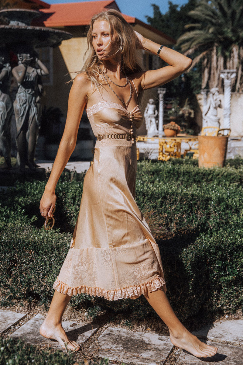 Take The Long Road Home Silk + Lace Slip Dress - Chasing Unicorns