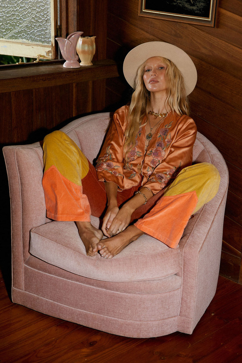 Take The Long Way Home 3 Tone Velvet Flares - Chasing Unicorns
