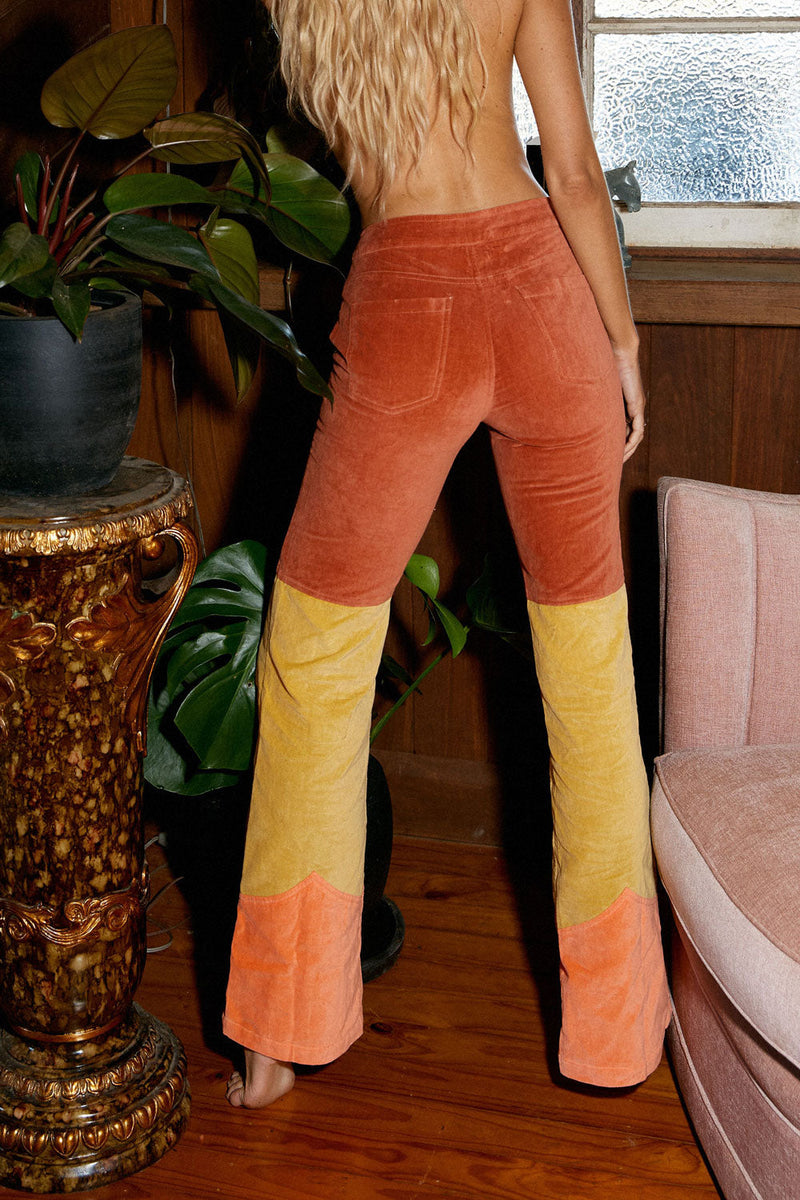 Take The Long Way Home 3 Tone Velvet Flares - Chasing Unicorns