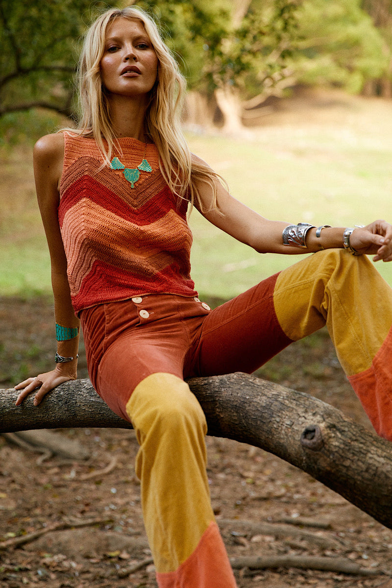 Take The Long Way Home 3 Tone Velvet Flares - Chasing Unicorns