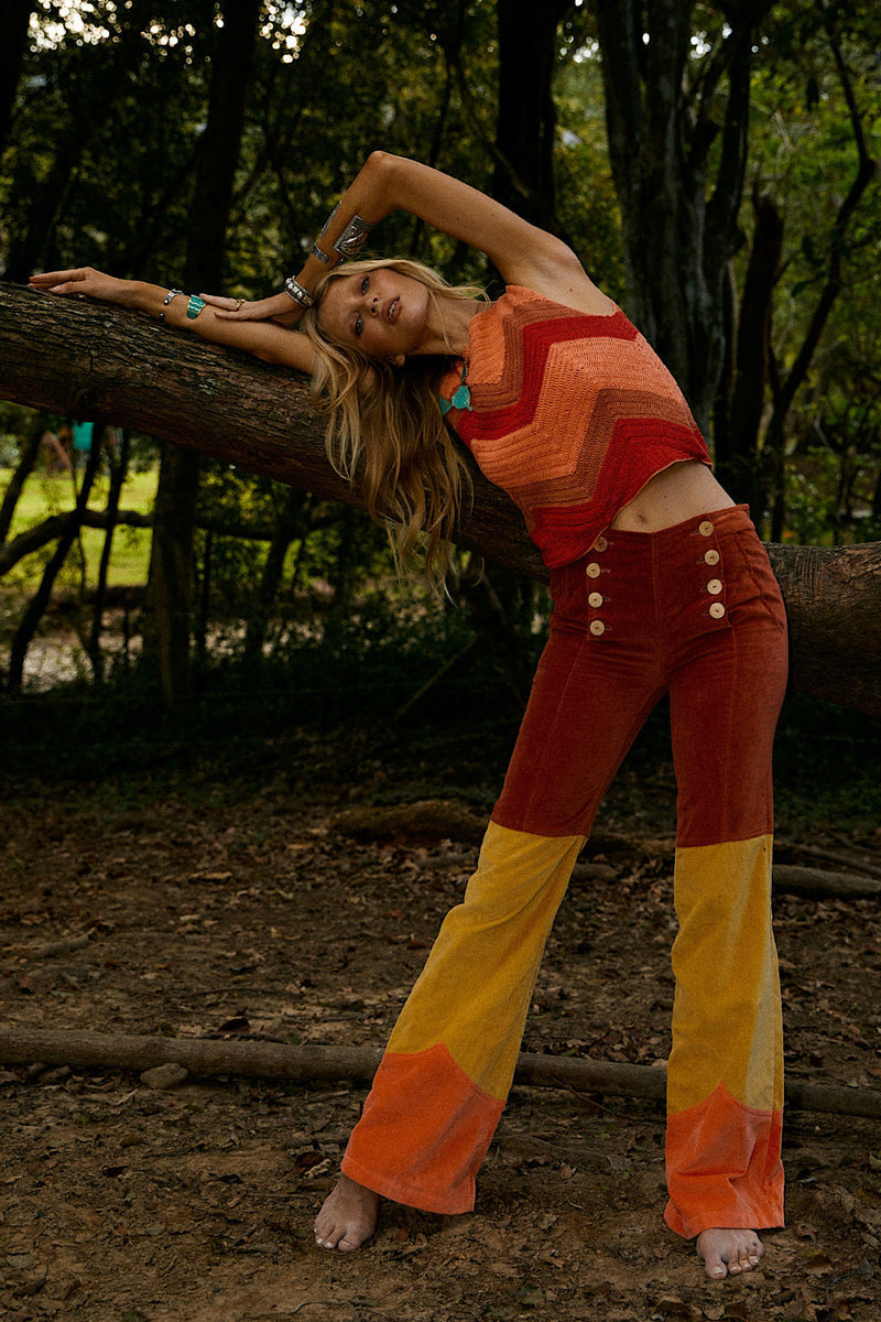 Take The Long Way Home 3 Tone Velvet Flares - Chasing Unicorns